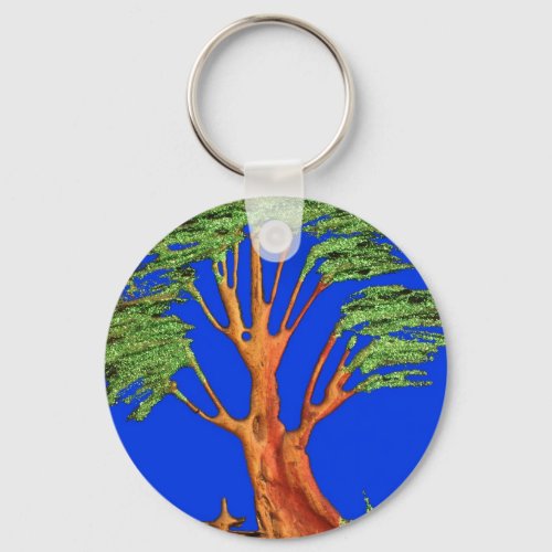 Have a Nice Day African  ECO Blue Sky Acacia Tree  Keychain