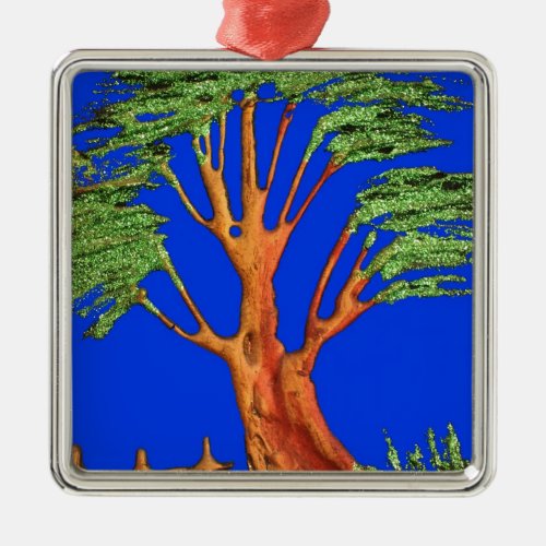 Have a Nice Day African  ECO Blue Sky Acacia Tree  Metal Ornament