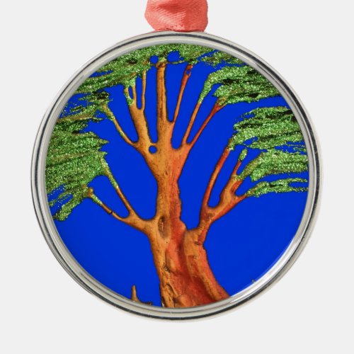 Have a Nice Day African  ECO Blue Sky Acacia Tree  Metal Ornament