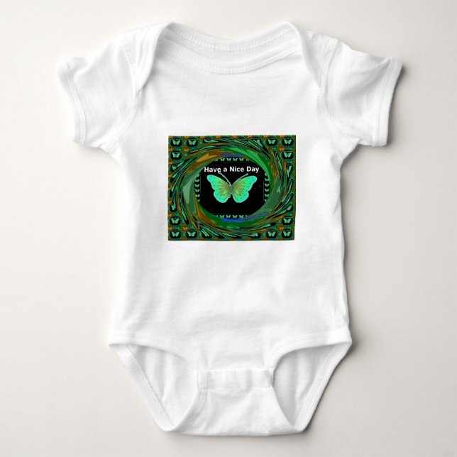 Have a Nice Day and a better night butterfly.png Baby Bodysuit (Front)