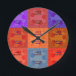 Have a Nice Day & Better Night Pop Art Print Round Clock<br><div class="desc">"Have a Nice Day & Better Night" Pop Art Print Introducing the "Have a Nice Day & Better Night" Pop Art Print, a vibrant and visually engaging piece that captures the essence of positivity through a bold, playful design. Description: This artwork features a grid of squares, each containing the phrases...</div>