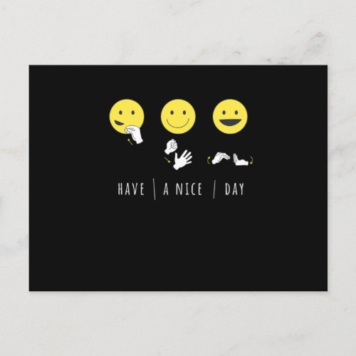 Have A Nice Day Deaf Pride Asl Sign Language Postcard