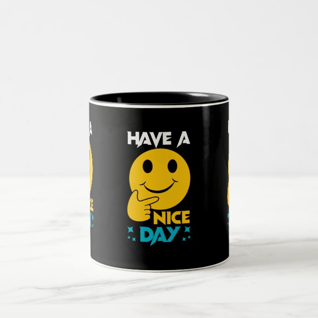 Have A Nice Day Emoji Two-Tone Coffee Mug (Center)