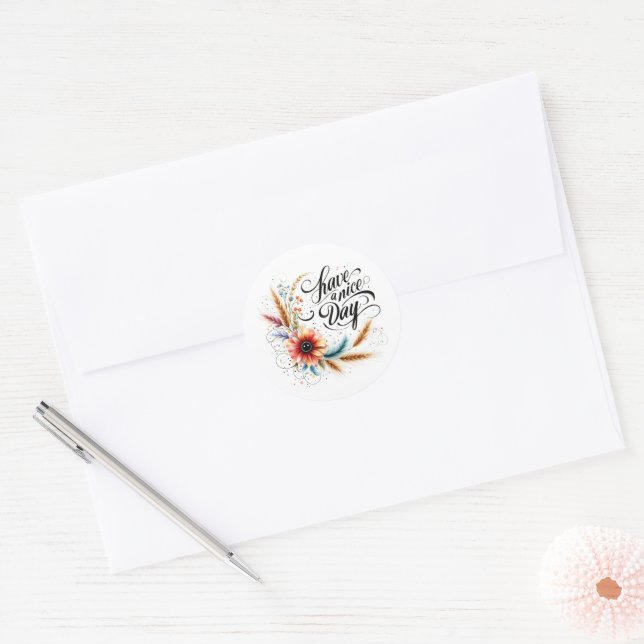 Have a Nice day floral Classic Round Sticker (Envelope)