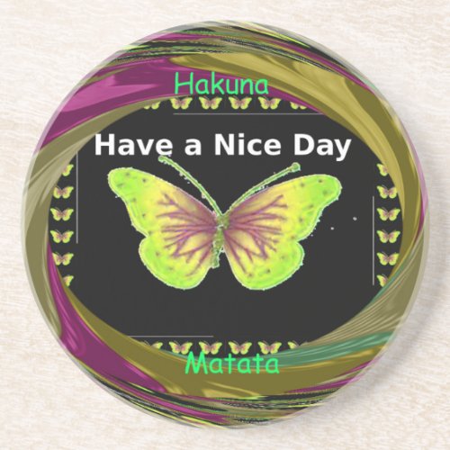 Have a Nice Day Hakuna Matata Textpng Drink Coaster