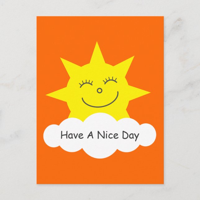Have A Nice Day happy cartoon sun orange postcard (Front)