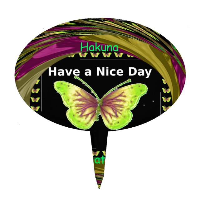Have a Nice Day: Lovely infinity butterflies art  Cake Topper (Front)