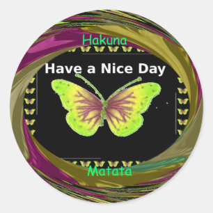 Have a Nice Day: Lovely infinity butterflies art Classic Round Sticker