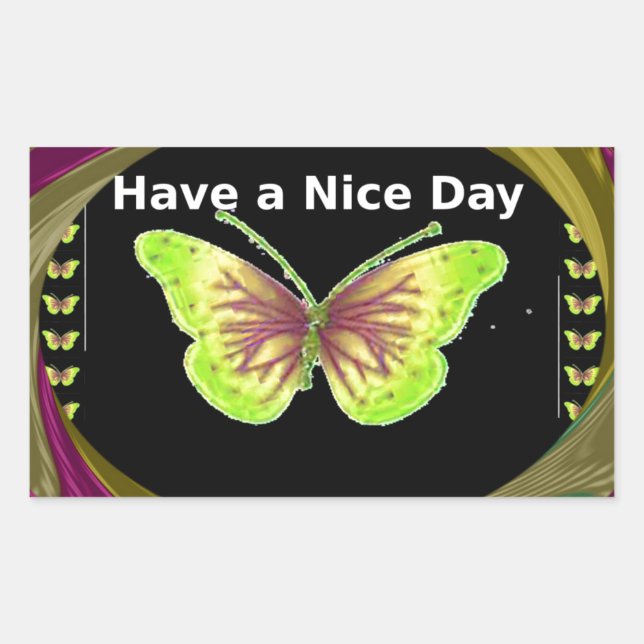 Have a Nice Day: Lovely infinity butterflies art  Rectangular Sticker (Front)