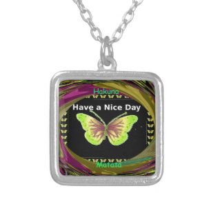Have a Nice Day: Lovely infinity butterflies art  Silver Plated Necklace