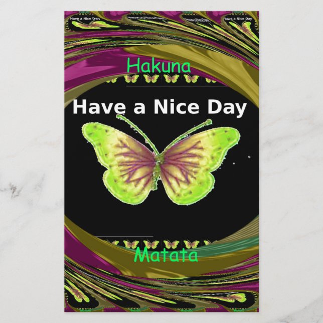 Have a Nice Day: Lovely infinity butterflies art  Stationery (Front)