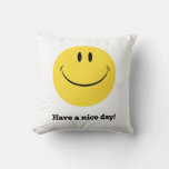 Have A Nice Day Retro Face Pillow at Zazzle