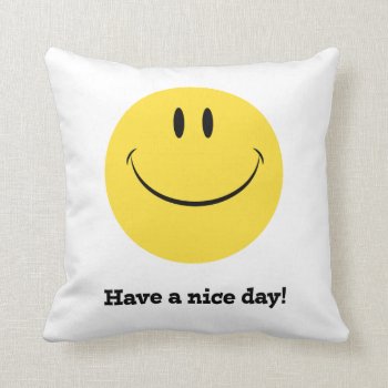Have A Nice Day Retro Face Pillow by ArchiveAmericana at Zazzle