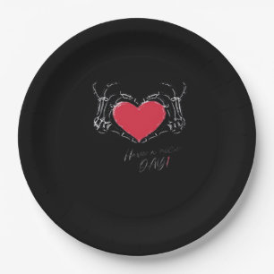 Have A Nice Day! Skeleton Hands With Heart Classic Paper Plates