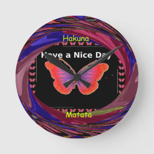 Have a Nice Day With Infinity Butterfly Designs Round Clock