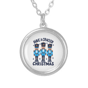Have a nutcracker christmas silver plated necklace