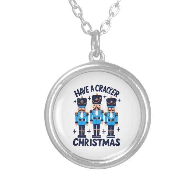 Have a nutcracker christmas silver plated necklace (Front)