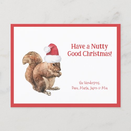 Have a NUTTY Good Christmas Squirrel Holiday Postcard