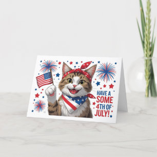 Have a Paw-some 4th of July – Cute Cat Letterpress Thank You Card