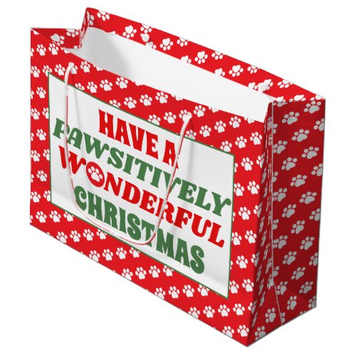 Have a Pawsitively Wonderful Christmas Large Gift Bag