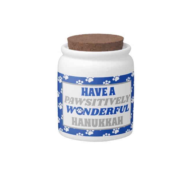 Have a Pawsitively Wonderful Hanukkah Candy Jar (Front)