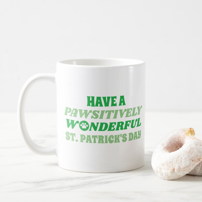 Have a Pawsitively Wonderful St. Patrick's Day Coffee Mug (With Donut)