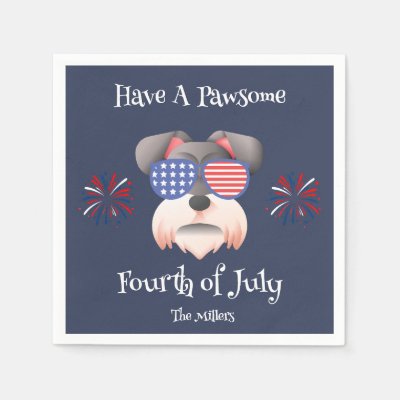 HAVE A PAWSOME 4TH OF JULY SCHNAUZER T-Shirt Napkins