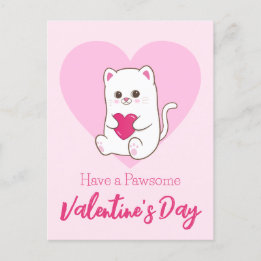 Have A Pawsome Valentine's Day | Funny Cute Cat Postcard
