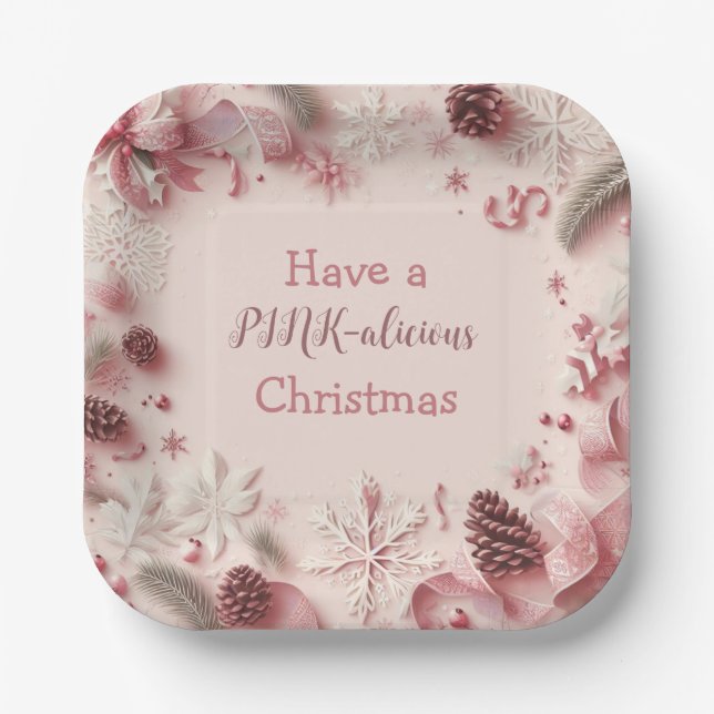 Have A PINK-alicious Christmas Paper Plates (Front)