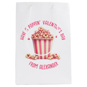 Have a Popping Valentine's Day Pink Popcorn Heart Medium Gift Bag