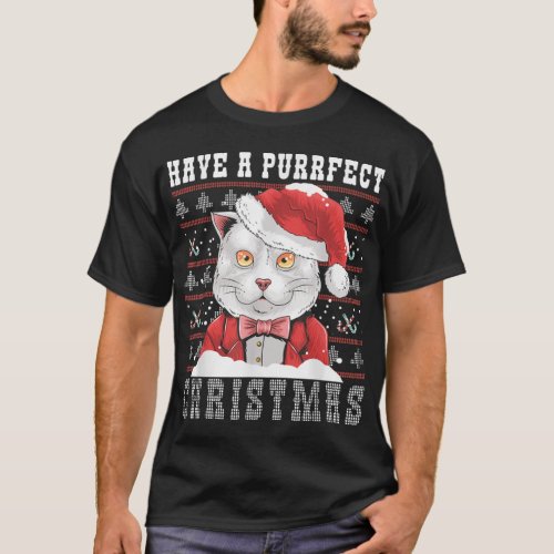 Have a Purrfect Christmas Ugly Christmas Cat  T_Shirt