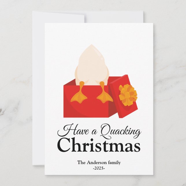 Have a Quacking Christmas funny cute Duck in box Holiday Card (Front)