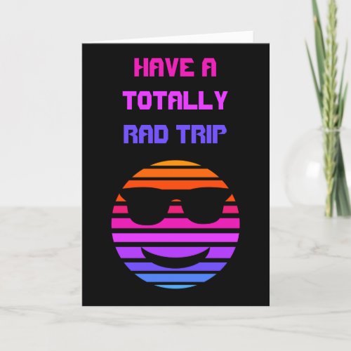 Have a Rad Trip Retro Style Emoji Bon Voyage Card