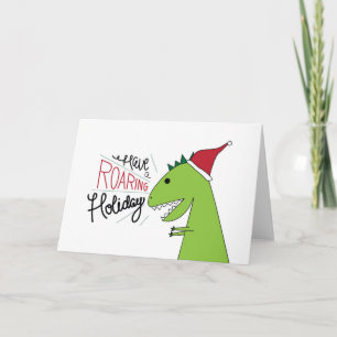 Have a Roaring Holiday T-Rex Santa Card