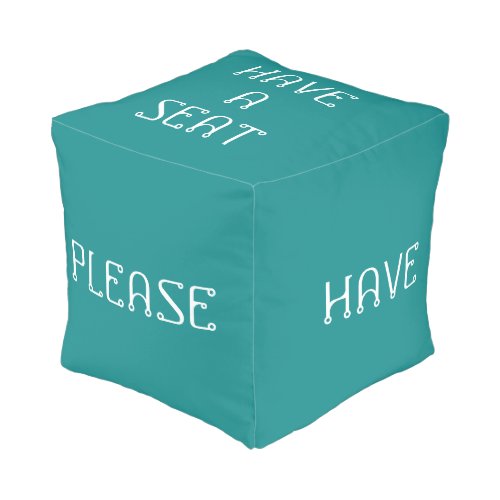 Have A Seat Please Teal Cube Pouf by Janz