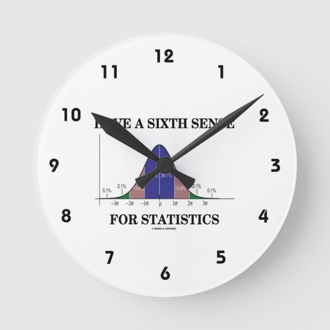 Have A Sixth Sense For Statistics Bell Curve Round Clock (Front)