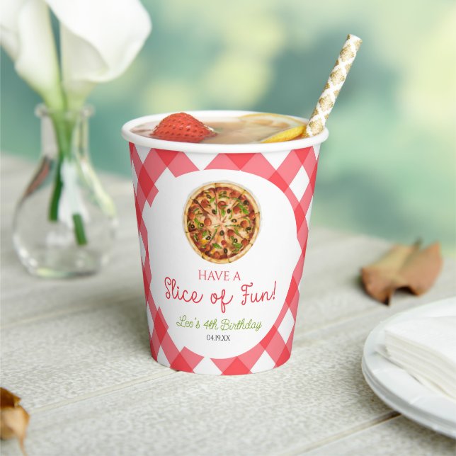 Have A Slice of Fun! Pizza Birthday Party Paper Cups (Insitu)