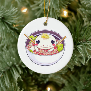 Have a Soup-er Christmas Axolotl in Ramen Ceramic Ornament