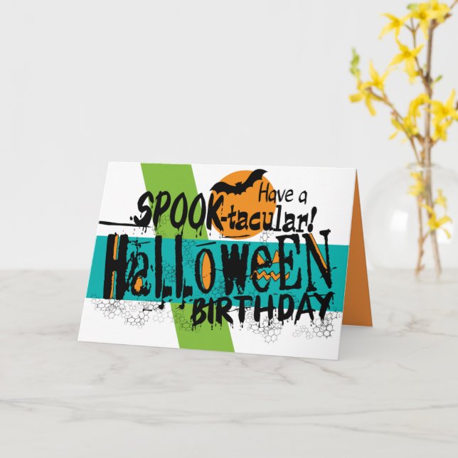 Have A Spook-tacular Halloween Birthday Card (Yellow Flower)