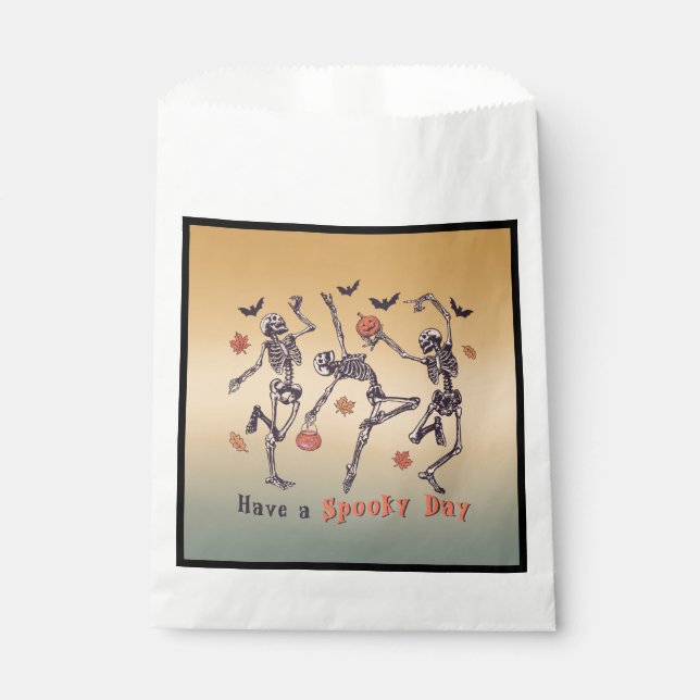 Have A Spooky Day!  Halloween Skeletons Dancing Favor Bag (Front)