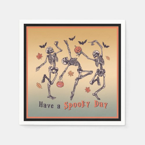 Have A Spooky Day  Halloween Skeletons Dancing  Napkins