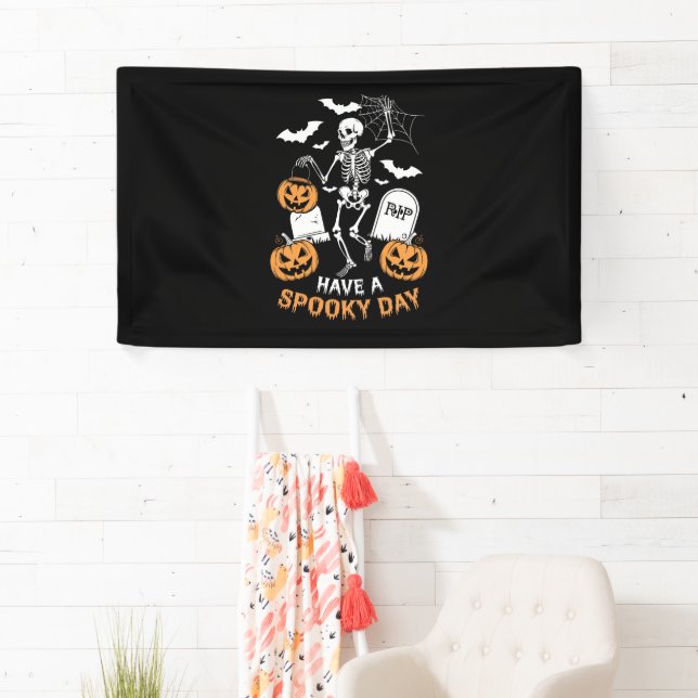 Have A Spooky Day Halloween Witch Gift Skeleton  Banner (Insitu)