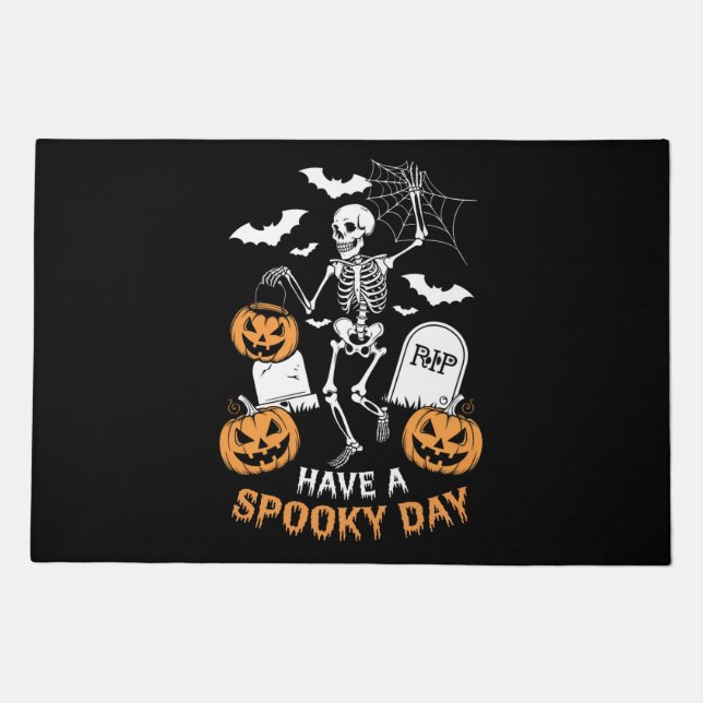 Have A Spooky Day Halloween Witch Gift Skeleton  Doormat (Front)