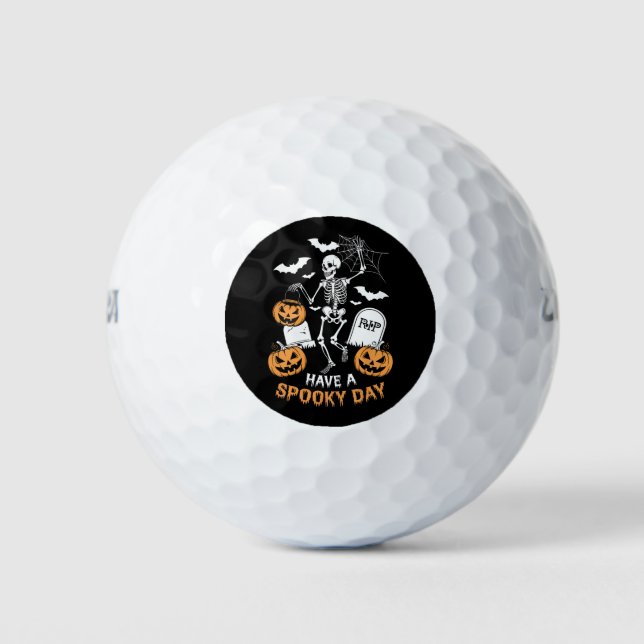 Have A Spooky Day Halloween Witch Gift Skeleton  Golf Balls (Front)
