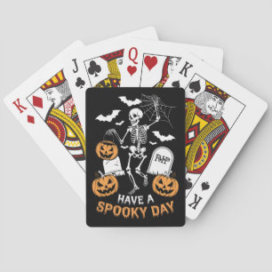 Have A Spooky Day Halloween Witch Gift Skeleton Poker Cards
