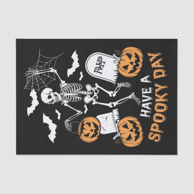 Have A Spooky Day Halloween Witch Gift Skeleton  Tissue Paper (Front)
