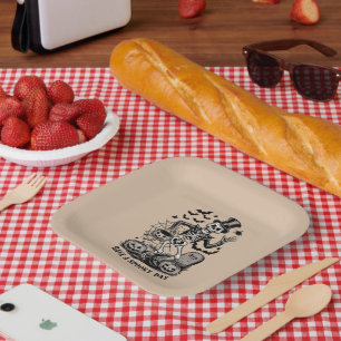 Have a spooky Day Halloween Witch Skeleton Paper Plates