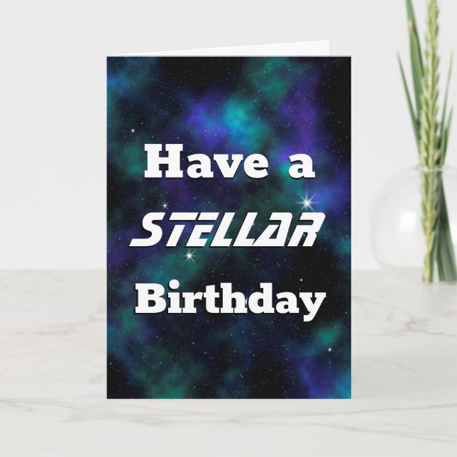 Have a Stellar Birthday Blue Galaxy Card (Front)
