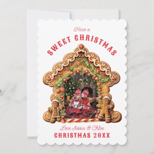 Have a Sweet Christmas  Gingerbread House Photo Holiday Card
