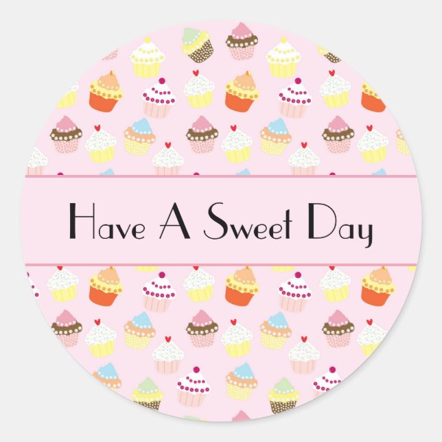 Have a Sweet Day Colorful Cupcake Pattern Sticker (Front)